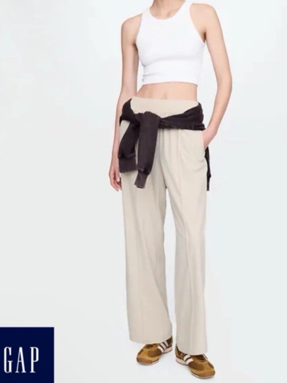 GapFit Tech High Rise Split-Hem Pants Bedrock Beige XS